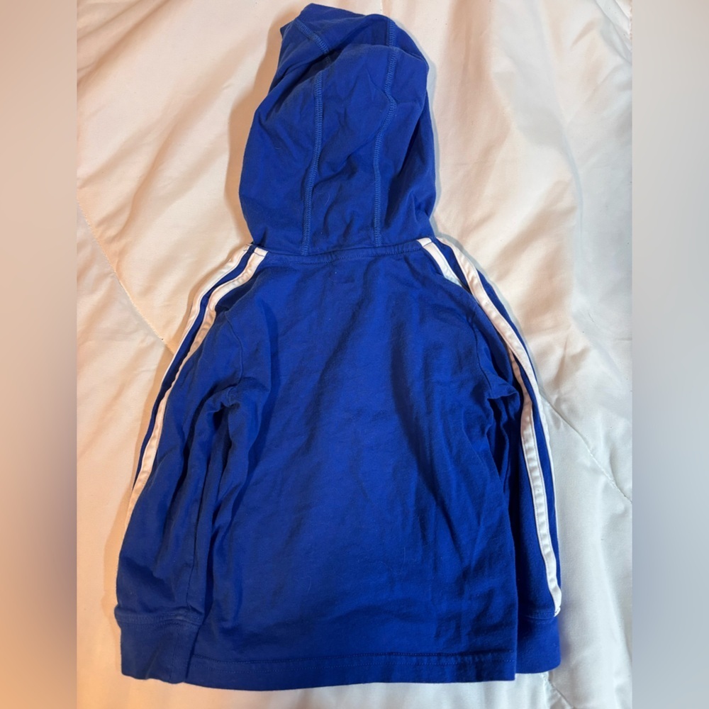 Adidas Kids Royal Blue Hoodie with White Stripes 2T light weight - Picture 4 of 4
